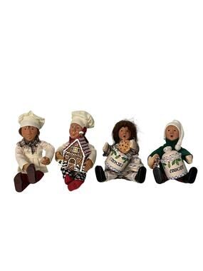 Byers Choice Kindles Figures Lot of 4 Gingerbread House Cookie Jar Chefs 7"